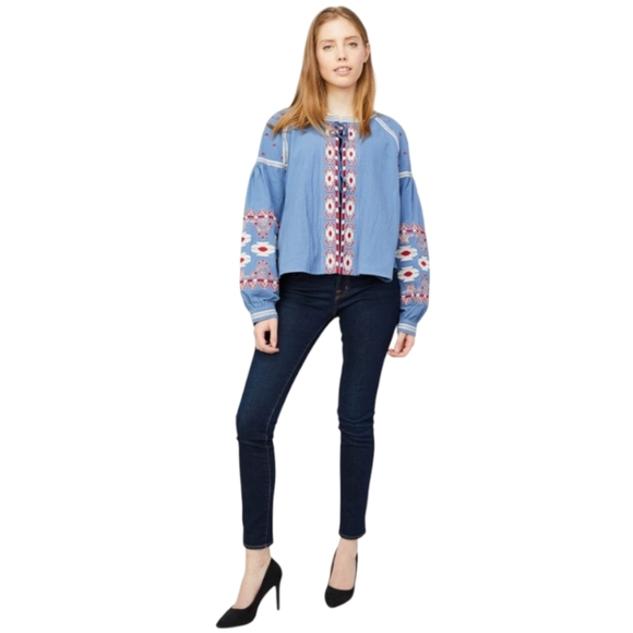 RD & koko Embroidered Swing Jacket - XL - Blue/Red/ White - Pre-Owned - Picture 1 of 11